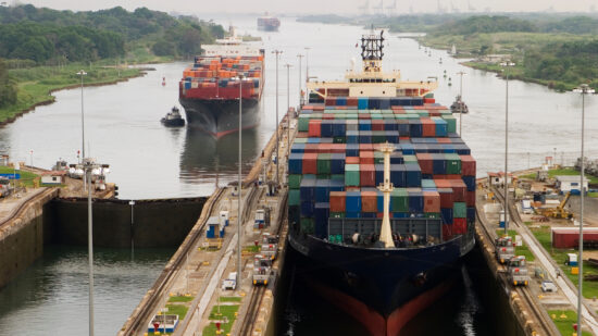 cargo ship in panama canal