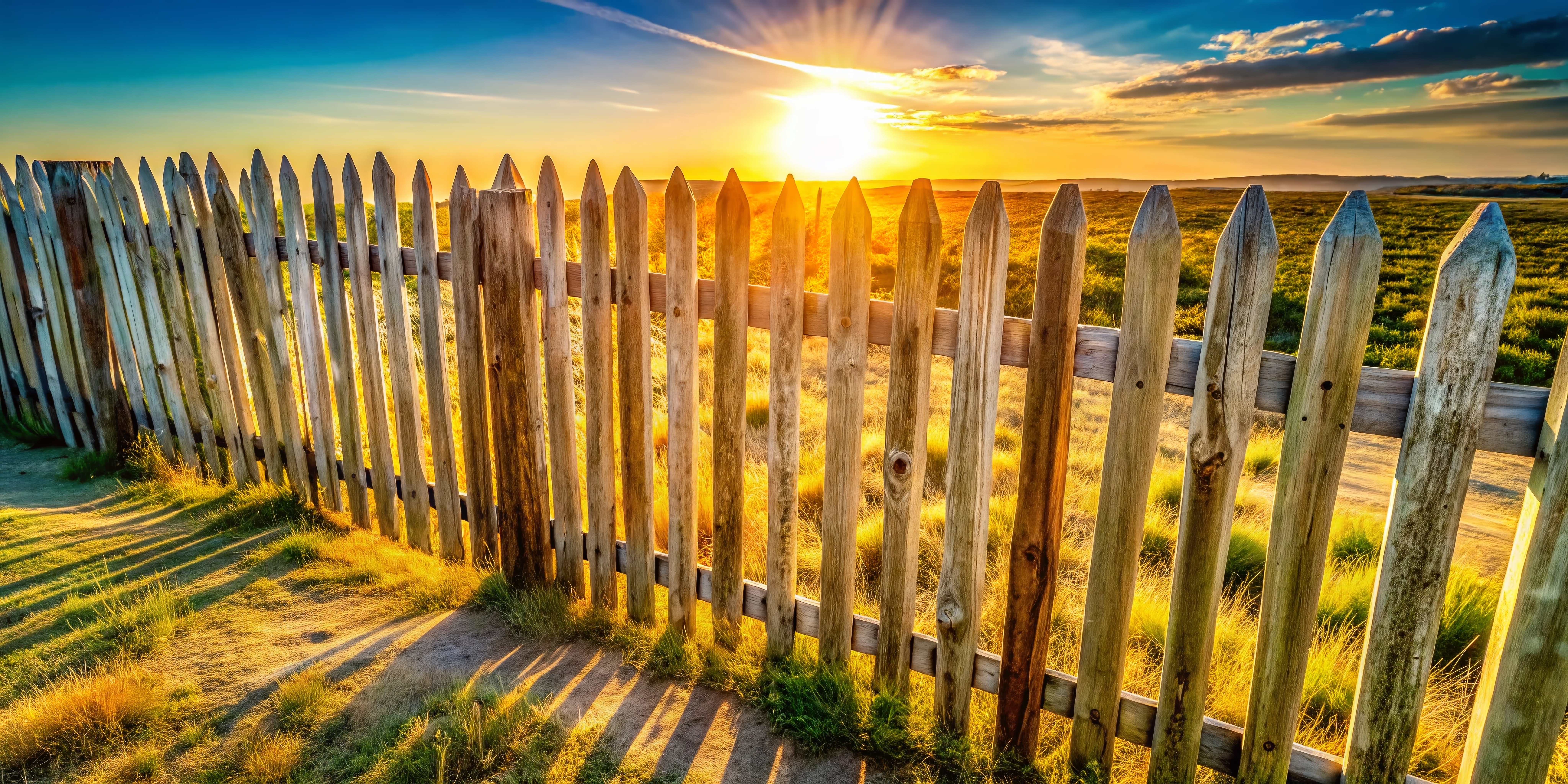 Weathered Wooden Fence Isolated on White Background - Rustic Stock Photo